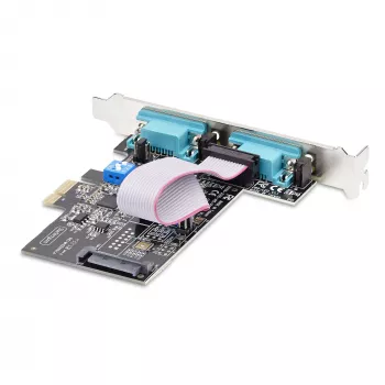 StarTech.com 2-Portu Seriālā PCIe Karte, Divu Portu PCI Express uz RS232/RS422/RS485 (DB9) Seriālā Karte, Iekļauti Zema Profila Kronšteini, 16C1050 UART, Windows/Linux, TAA Atbilstoša - 4. Līmeņa ESD Aizsardzība
