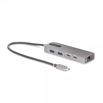 StarTech.com 3-Portu USB-C centrmezgls ar 2.5 Gbps Ethernet un 100W PD caurlaides portu, USB 3.2 10Gbps, 2x USB-A/1x USB-C, pārnēsājams USB-C adaptera centrmezgls