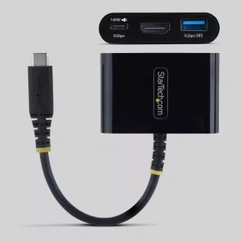 StarTech.com USB-C uz HDMI daudzportu adapteris ar 140W PD uzlādi, 4K 60Hz HDMI, USB 5Gbps centrmezgls, mini doks MacBook / Dell / Thinkpad / HP / iPad / planšetdatoriem