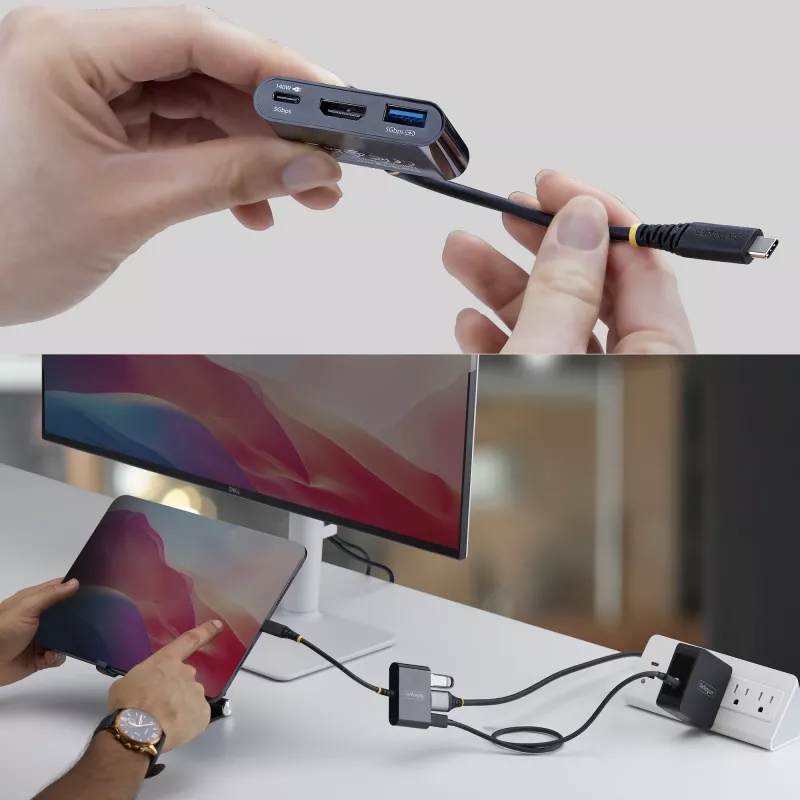 StarTech.com USB-C uz HDMI daudzportu adapteris ar 140W PD uzlādi, 4K 60Hz HDMI, USB 5Gbps centrmezgls, mini doks MacBook / Dell / Thinkpad / HP / iPad / planšetdatoriem