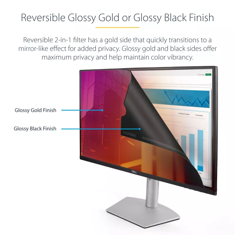 StarTech.com 27 collu 16:9 zelta monitora privātuma ekrāns, atgriezenisks filtrs ar uzlabotu privātumu, spīdīgs datora drošības filtrs, noņemams ekrāna aizsargs/vairogs, +/- 30 grādi