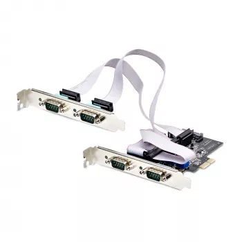 StarTech.com 4 portu seriāla PCIe karte, četru portu PCI Express uz RS232/RS422/RS485 (DB9), 16C1050 UART, Windows/Linux, TAA atbilstoša, iekļauts zema profila stiprinājums, 4. līmeņa ESD aizsardzība