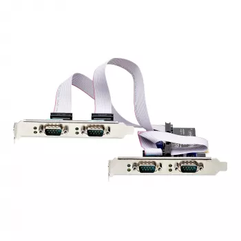 StarTech.com 4 portu seriāla PCIe karte, četru portu PCI Express uz RS232/RS422/RS485 (DB9), 16C1050 UART, Windows/Linux, TAA atbilstoša, iekļauts zema profila stiprinājums, 4. līmeņa ESD aizsardzība