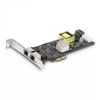 StarTech.com 2-Port 2.5Gbps NBASE-T PoE tīkla karte, divi Intel I225-V, 802.3af/at PoE+ Multi-Gigabit NIC, PCI Express servera LAN karte, LP4/8-Pin PCIe barošana