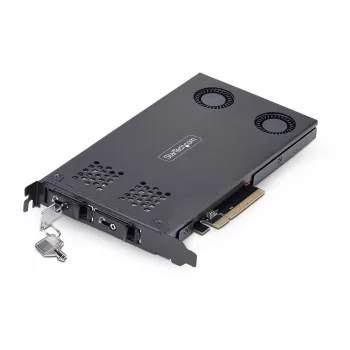 StarTech.com Divu nodalījumu M.2 NVMe SSD PCIe x8 noņemams mobilais plaukts; Nepieciešama bifurkācija; Bezinstrumentu uzstādīšana, PCIe aizmugurplāksne ar diviem karstās nomaiņas nodalījumiem