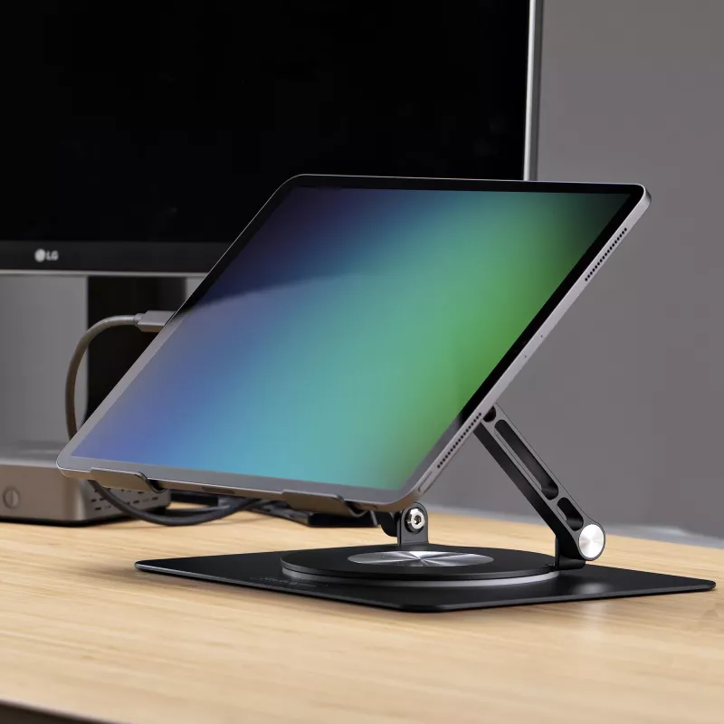 StarTech.com Rotējošs klēpjdatora statīvs, 360° pagriešana, ergonomisks pacēlājs, regulējams slīpums, līdz 5 kg, alumīnijs, pārnēsājams