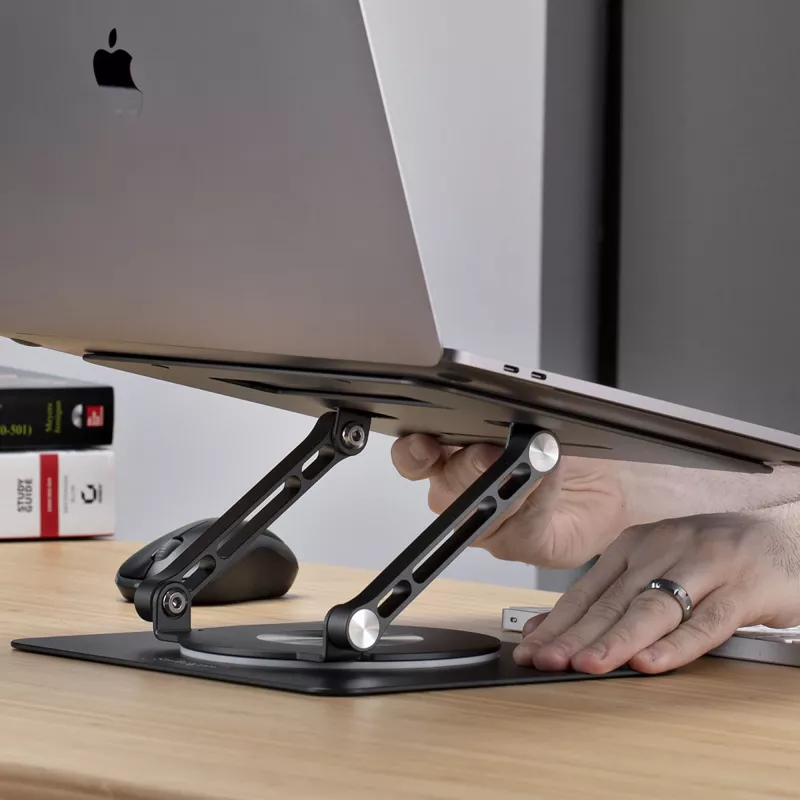 StarTech.com Rotējošs klēpjdatora statīvs, 360° pagriešana, ergonomisks pacēlājs, regulējams slīpums, līdz 5 kg, alumīnijs, pārnēsājams