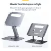 StarTech.com Teleskopiskais klēpjdatora statīvs, 360° grozāma pamatne, rotējošs datora pacēlājs galdam, regulējams augstums un slīpums, maks. 5 kg, alumīnija konstrukcija, pārnēsājams dizains
