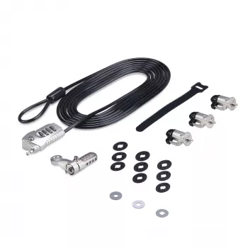 StarTech.com Laptop/Desktop & Peripheral Lock Kit, pretzādzību drošības slēdzene, K-Slot, 3m tērauda trose, 3 ierīces, lietotāja pārslēdzama 4-ciparu slēdzene - TAA