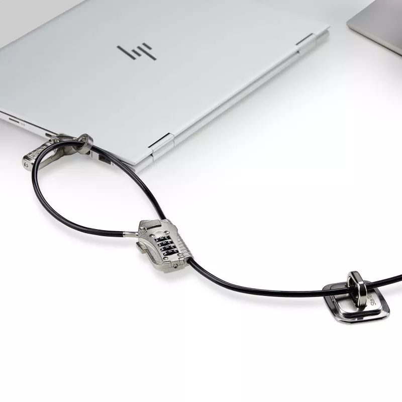 StarTech.com Laptop/Desktop & Peripheral Lock Kit, pretzādzību drošības slēdzene, K-Slot, 3m tērauda trose, 3 ierīces, lietotāja pārslēdzama 4-ciparu slēdzene - TAA