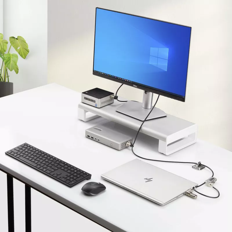 StarTech.com Laptop/Desktop & Peripheral Lock Kit, pretzādzību drošības slēdzene, K-Slot, 3m tērauda trose, 3 ierīces, lietotāja pārslēdzama 4-ciparu slēdzene - TAA