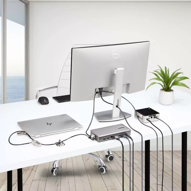 StarTech.com Laptop/Desktop & Peripheral Lock Kit, pretzādzību drošības slēdzene, K-Slot, 3m tērauda trose, 3 ierīces, lietotāja pārslēdzama 4-ciparu slēdzene - TAA