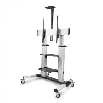 StarTech.com Ritošs TV statīvs uz riteņiem 60-100 collu plakanajiem ekrāniem līdz 100 kg, augstuma regulēšana ar rokas kloķi, mobilais portatīvais ratiņu stiprinājums