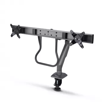 StarTech.com Galda stiprinājums diviem monitoriem ar šķērsstieni, līdz 27 collu ekrāniem, VESA 75x75/100x100, maks. 15 kg, C-skava, pilnībā artikulējošs, mehāniskā atspere, TAA