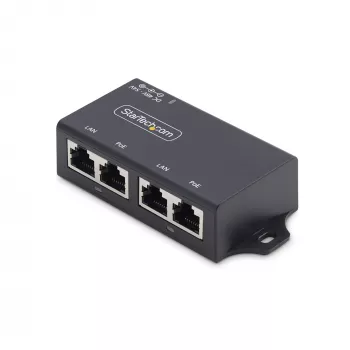 StarTech.com 2-Portu Gigabit Midspan PoE+ Inžektors, 10/100/1000Mbps, PoE+ (802.3af/at), 30W, 1Gbps Ethernet, Sienas Montējams, Nepārvaldīts Inline Barošana Pa Ethernet