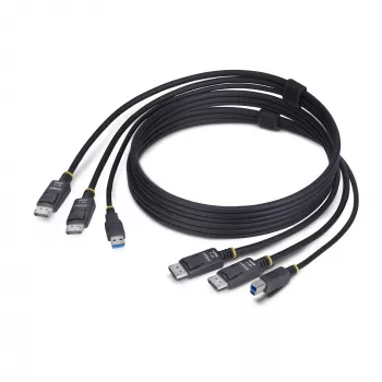 StarTech.com 1,8m Dual-DisplayPort un USB 5Gbps KVM kabelis, 4K 60Hz, universāli saderīgs DP 1.2/USB 3.0 kombinētais kabelis divu monitoru KVM slēdžiem