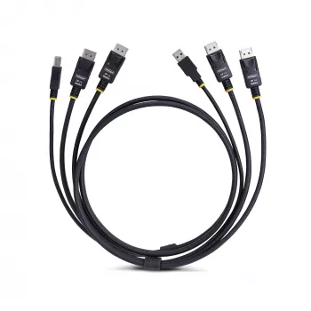 StarTech.com 1,8m Dual-DisplayPort un USB 5Gbps KVM kabelis, 4K 60Hz, universāli saderīgs DP 1.2/USB 3.0 kombinētais kabelis divu monitoru KVM slēdžiem