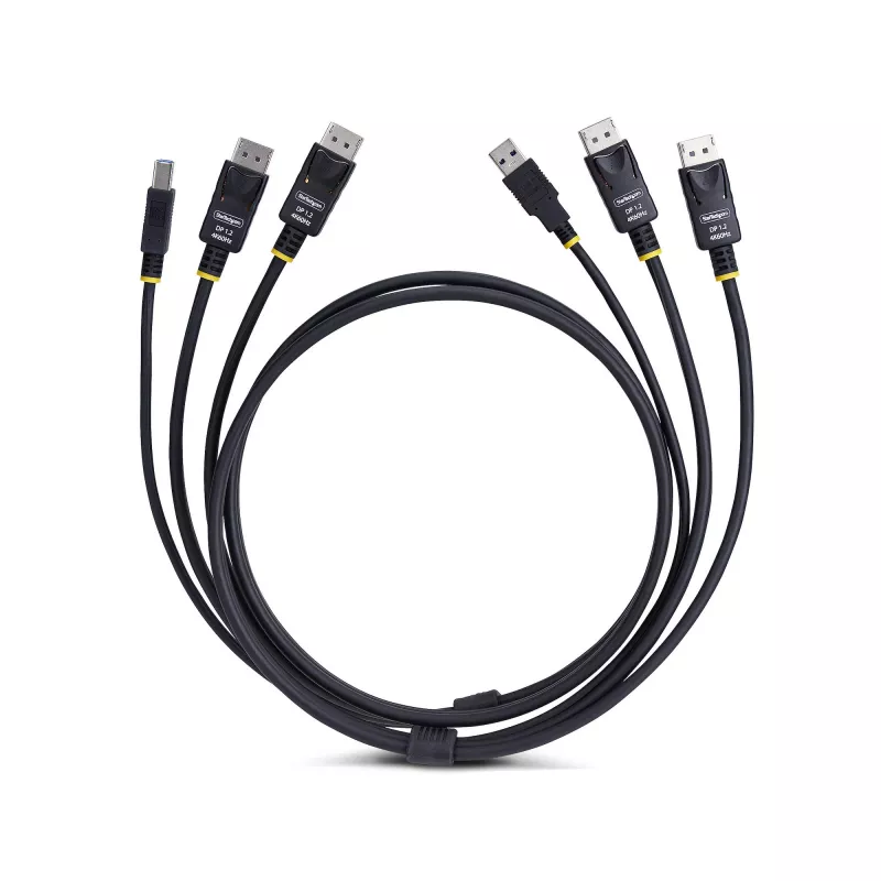 StarTech.com 1,8m Dual-DisplayPort un USB 5Gbps KVM kabelis, 4K 60Hz, universāli saderīgs DP 1.2/USB 3.0 kombinētais kabelis divu monitoru KVM slēdžiem