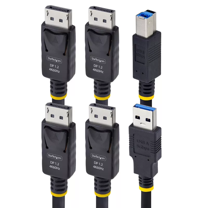 StarTech.com 1,8m Dual-DisplayPort un USB 5Gbps KVM kabelis, 4K 60Hz, universāli saderīgs DP 1.2/USB 3.0 kombinētais kabelis divu monitoru KVM slēdžiem