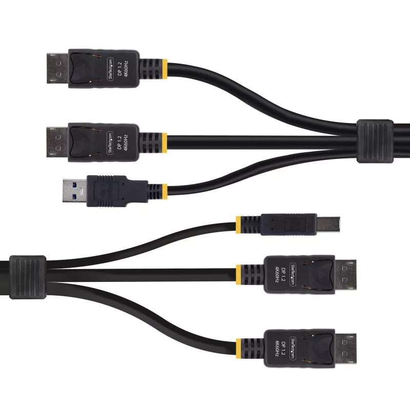 StarTech.com 1,8m Dual-DisplayPort un USB 5Gbps KVM kabelis, 4K 60Hz, universāli saderīgs DP 1.2/USB 3.0 kombinētais kabelis divu monitoru KVM slēdžiem