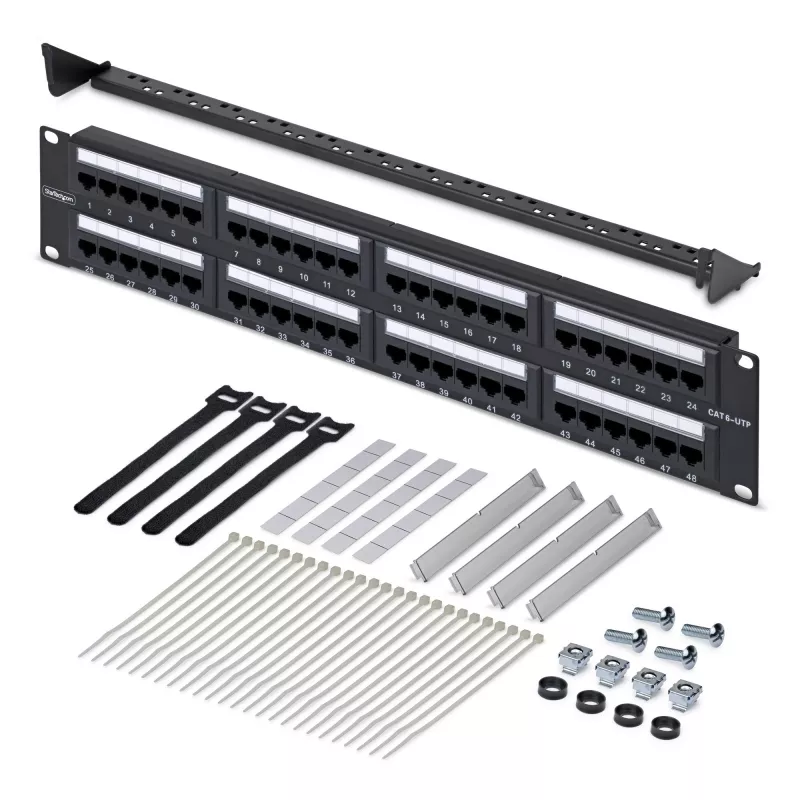 StarTech.com 48-Portu 2U Rackmontējams Cat6 Sadalītājpaneļa RJ45 UTP 110 Punch-Down, Cat6 Ethernet Sadalītājpaneļa tīkla servera statīvam