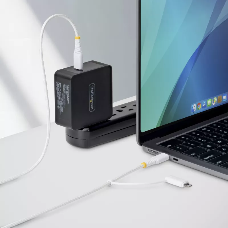 StarTech.com 1m (3ft) 2-in-1 Rugged USB-C lādēšanas kabelis ar Lightning adapteri, 30W/60W (3A), Apple MFi sertificēts, pīts USB-C lādētāja vads iPhone/iPad/Android
