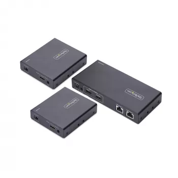 StarTech.com 2-Port HDMI pagarinātājs un sadalītājs pa CAT6, 4K 60Hz, līdz 70m, 1x2 HDMI pār Ethernet izplatīšanas komplekts ar IR un barošanu pa kabeli