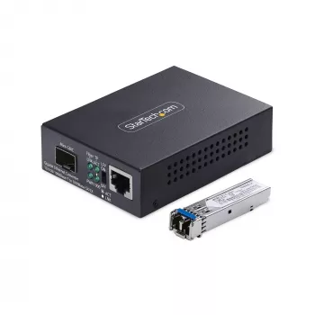 StarTech.com Gigabit Ethernet vara-uz-šķiedru pārveidotājs, SM LC, 20km, 10/100/1000 Mbps, RJ45 uz LC, pilns metāls, 9K Jumbo Frames, TAA atbilstošs