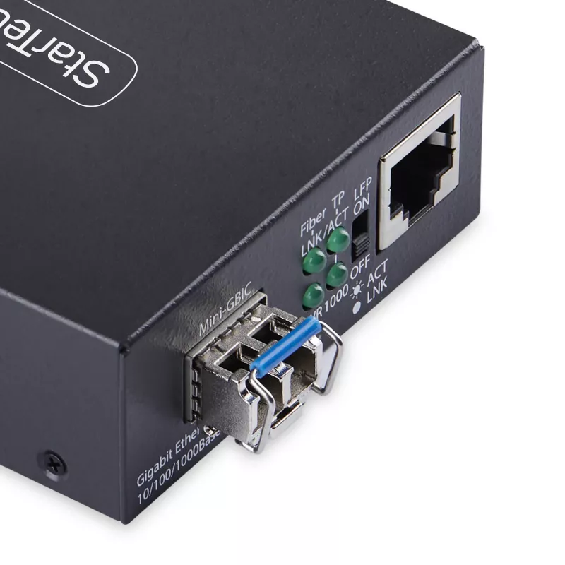 StarTech.com Gigabit Ethernet vara-uz-šķiedru pārveidotājs, SM LC, 20km, 10/100/1000 Mbps, RJ45 uz LC, pilns metāls, 9K Jumbo Frames, TAA atbilstošs