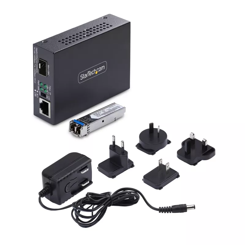 StarTech.com Gigabit Ethernet vara-uz-šķiedru pārveidotājs, SM LC, 20km, 10/100/1000 Mbps, RJ45 uz LC, pilns metāls, 9K Jumbo Frames, TAA atbilstošs