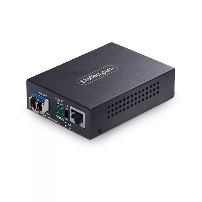 StarTech.com Gigabit Ethernet vara-uz-šķiedru pārveidotājs, SM LC, 20km, 10/100/1000 Mbps, RJ45 uz LC, pilns metāls, 9K Jumbo Frames, TAA atbilstošs