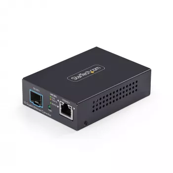 StarTech.com 10GbE Multi-Gigabit Atvērts SFP+ Šķiedras Mediju Pārveidotājs, 10G/5G/2.5G/1G/100M, Vars uz 10GBASE-X SFP+, Vienmoda, Daudzmoda, 16K Jumbo Rāmji, TAA