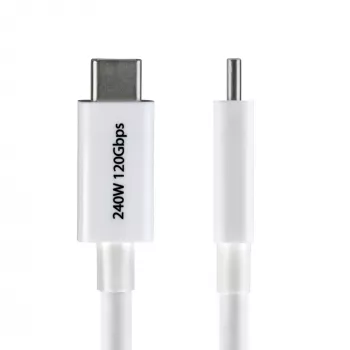 StarTech.com 1 m Thunderbolt 5 kabelis, 80 Gbps/līdz 120 Gbps, 240 W PD, 8K 60 Hz, sertificēts, saderīgs ar Thunderbolt 4/USB4/USB-C — balts
