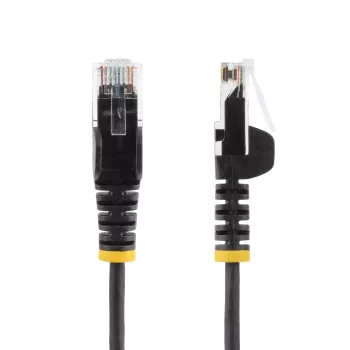 StarTech.com 10m Melns Plāns CAT6 Ethernet Kabelis, Bezāķu, 100W PoE, UTP, LSZH, 28AWG Tīrs Vara Stieple, Plāns RJ45 Tīkla Savienotājkabelis ar Sprieguma Aizsardzību, Individuāli Testēts