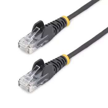 StarTech.com 15m melns plāns CAT6 Ethernet kabelis, bezķēdes, 100W PoE, UTP, LSZH, 28AWG tīrs varš, plāns RJ45 tīkla vads ar sprieguma atslogotājiem, individuāli testēts