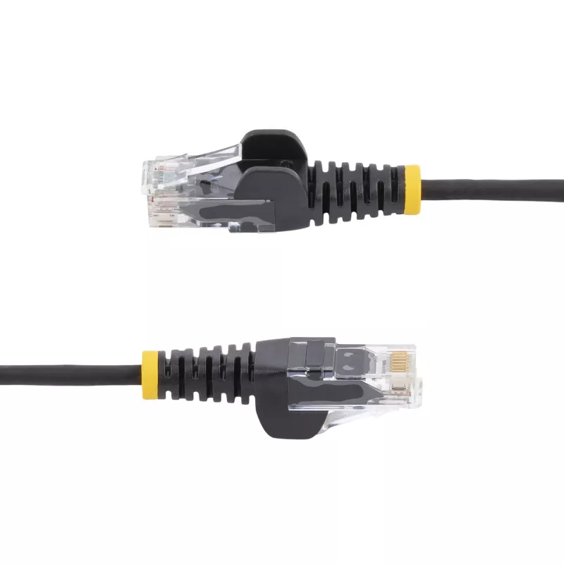 StarTech.com 15m melns plāns CAT6 Ethernet kabelis, bezķēdes, 100W PoE, UTP, LSZH, 28AWG tīrs varš, plāns RJ45 tīkla vads ar sprieguma atslogotājiem, individuāli testēts