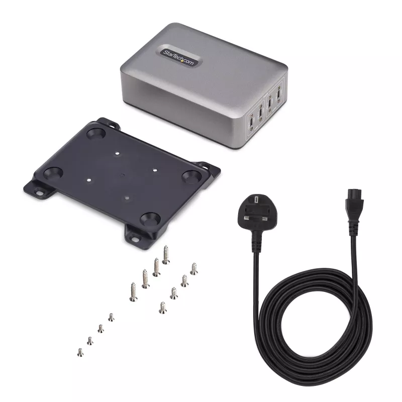 StarTech.com 4-portu USB-C lādētājs, 240W kopā, 140W EPR vienā portā, PD 3.1, skrūvējami porti, montāžas kronšteins