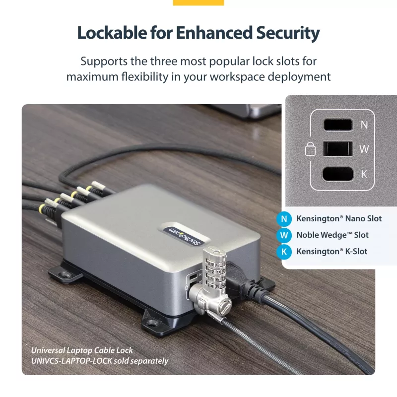 StarTech.com 4-portu USB-C lādētājs, 240W kopā, 140W EPR vienā portā, PD 3.1, skrūvējami porti, montāžas kronšteins