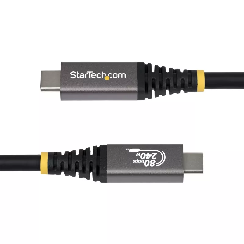 StarTech.com 1m USB4 kabelis, 80Gbps, USB-IF sertificēts USB-C kabelis, 240W PD, 8K 120Hz/4K 240Hz DP2.1 DP80, TPE apvalks, Thunderbolt 4 saderīgs - Melns USB-C vads