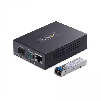 StarTech.com Gigabita Ethernet vara-uz-šķiedru tīkla pārveidotājs, SM LC, 40km, 10/100/1000 Mbps, RJ45 uz LC, pilns metāls, 9K džumbra rāmji, TAA atbilstīgs