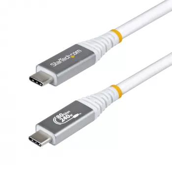 StarTech.com 1.5m USB4 kabelis, 80Gbps, USB-IF sertificēts USB-C kabelis, 240W PD, 8K 120Hz/4K 240Hz DP2.1 DP80, TPE apvalks, saderīgs ar Thunderbolt 4 - balts