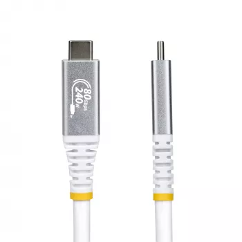 StarTech.com 1.5m USB4 kabelis, 80Gbps, USB-IF sertificēts USB-C kabelis, 240W PD, 8K 120Hz/4K 240Hz DP2.1 DP80, TPE apvalks, saderīgs ar Thunderbolt 4 - balts