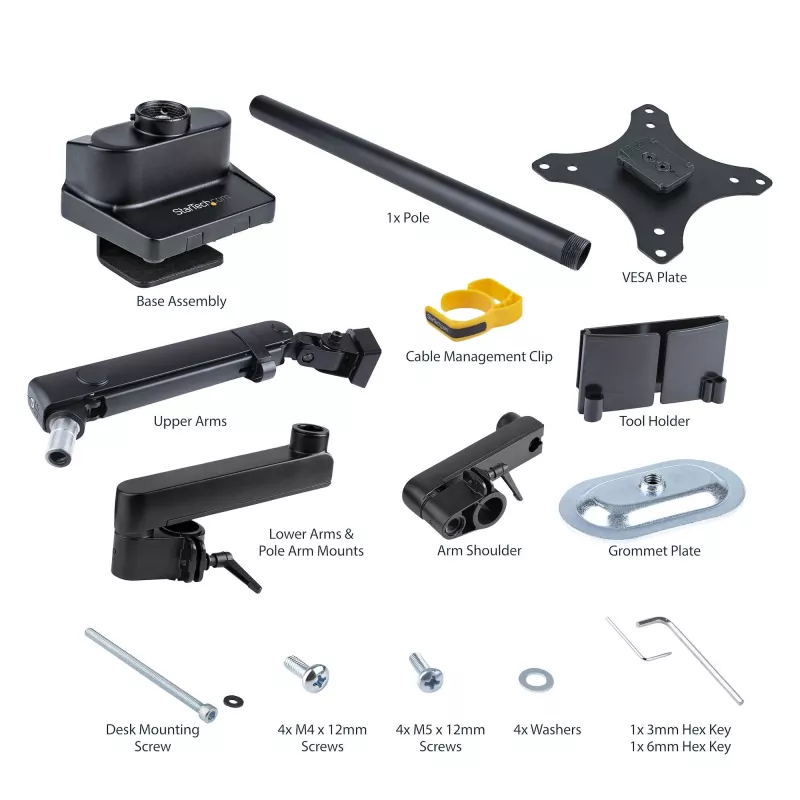StarTech.com Galda Monitora Pamatne ar Mehānisko Atsperes Roku, līdz 40 collu Ekrānam/8 kg, C-Skava/Grommet, Uzstādīšana no Augšas, Bezinstrumentu Regulēšana