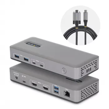 StarTech.com Divu Monitoru USB-C Dokstacija, HDMI, 4K 60Hz, 100W Klēpjdatora Uzlāde, 1GbE, Bez Vadītājiem, Daudzmonitoru Dokstacija Windows