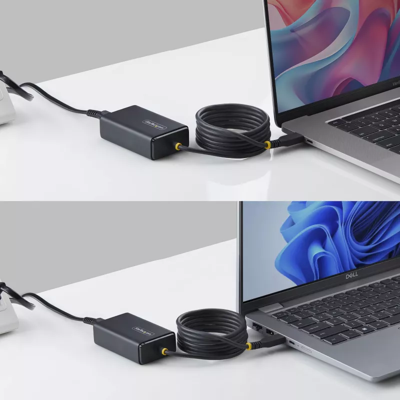 StarTech.com 65W USB-C lādētājs klēpjdatoram, 1,5m iebūvēts USB-C kabelis, barošanas adapteris Dell, XPS, HP ProBook, MacBook Pro, Microsoft Surface Pro