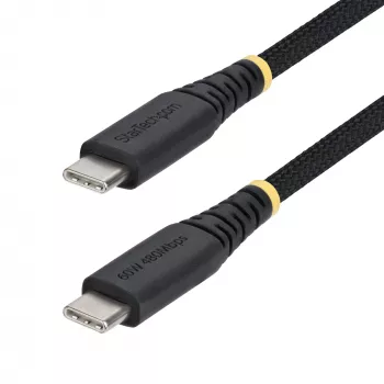 StarTech.com 1m USB-C uzlādes kabelis, 60W (3A) PD, dubultā pinuma neilona/TPE apvalks, izturīgs USB-C lādēšanas vads, USB 2.0 klēpjdatora lādētāja kabelis