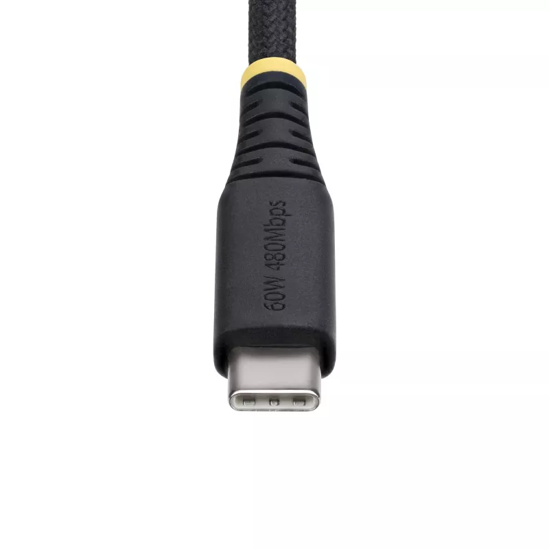 StarTech.com 1m USB-C uzlādes kabelis, 60W (3A) PD, dubultā pinuma neilona/TPE apvalks, izturīgs USB-C lādēšanas vads, USB 2.0 klēpjdatora lādētāja kabelis