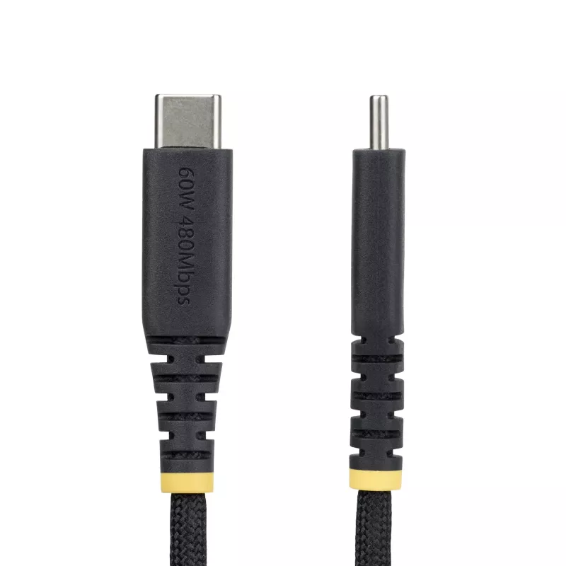 StarTech.com 3m USB-C Lādēšanas Kabelis, 60W (3A) PD, Divslāņu Pīts Neilona/TPE Apvalks, Izturīgs USB-C Lādēšanas Vads, USB 2.0 Klēpjdatora Lādētāja Kabelis