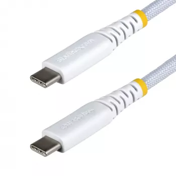 StarTech.com 3m (10ft) Balts USB-C uzlādes kabelis, 60W (3A) PD, dubultā slāņa pīts neilons/TPE apvalks, izturīgs USB C uzlādes vads, USB 2.0 klēpjdatora lādētāja kabelis