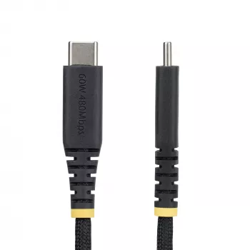 StarTech.com 30cm USB-C uzlādes kabelis, 60W (3A) PD, dubultslāņa pīts neilons/TPE apvalks, izturīgs USB-C uzlādes vads, USB 2.0 piezīmjdatora lādētāja kabelis